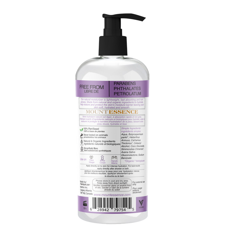 calming lavender mount essence hand and body lotion back