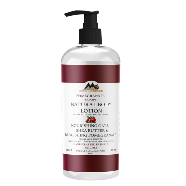 Mount Essence Refreshing Pomegranate Natural Hand & Body Lotion – 240ml (8fl oz) Oats, Organic Shea Butter & Organic Jojoba Oil Natural Hand & Body Lotion – Intensely Hydrating