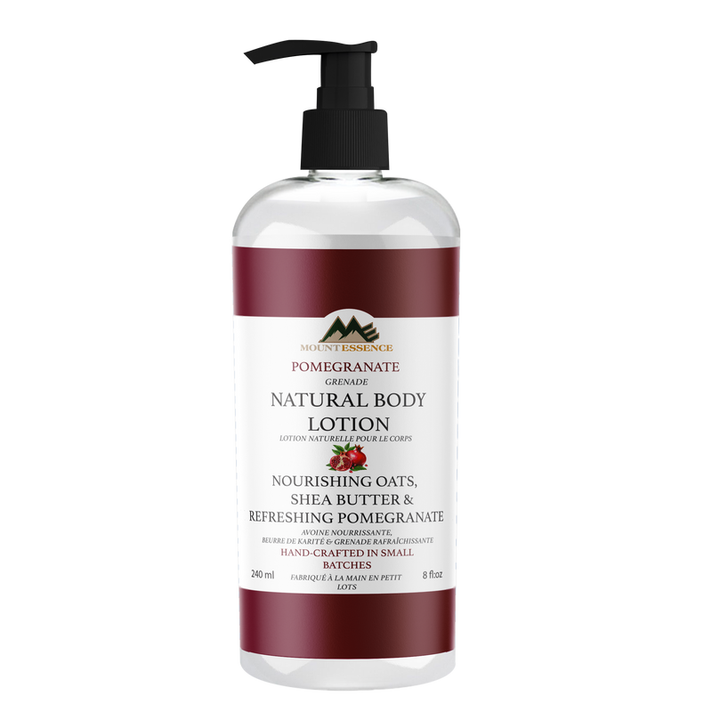 Mount Essence Refreshing Pomegranate Natural Hand & Body Lotion – 240ml (8fl oz) Oats, Organic Shea Butter & Organic Jojoba Oil Natural Hand & Body Lotion – Intensely Hydrating