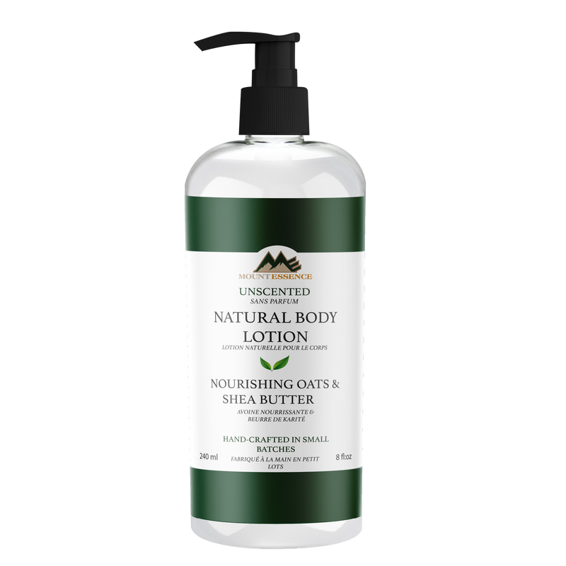 Mount Essence Unscented Natural Hand & Body Lotion – 240ml (8fl oz) Oats, Organic Shea Butter & Organic Jojoba Oil Natural Hand & Body Lotion – Intensely Hydrating